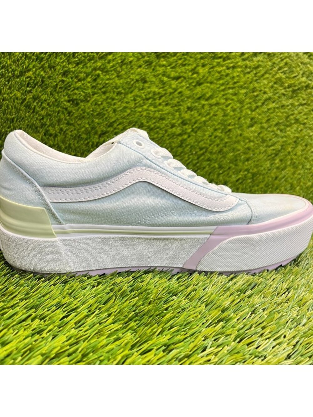 Vans Old Skool Stacked Womens Size 8.5 Mens 7 Blue Athletic Skate Shoes Sneakers - Picture 5 of 11